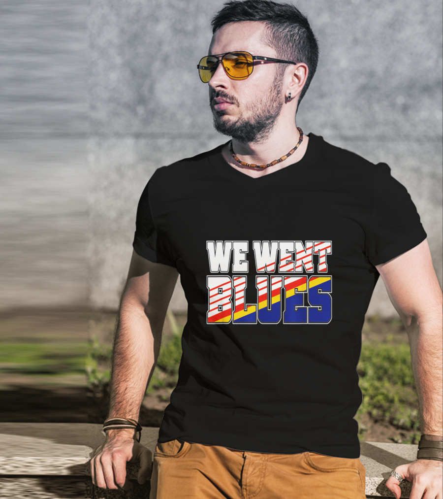 We Went Blues Patriotic Red White Blue Gold Stripes T-Shirt