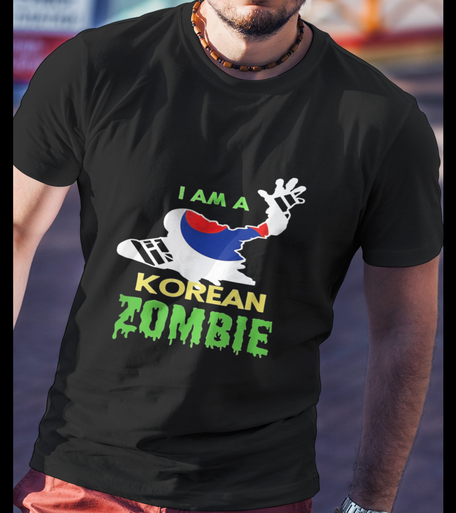 I Am A Korean Zombie Halloween Korean Flag Casual T-Shirt