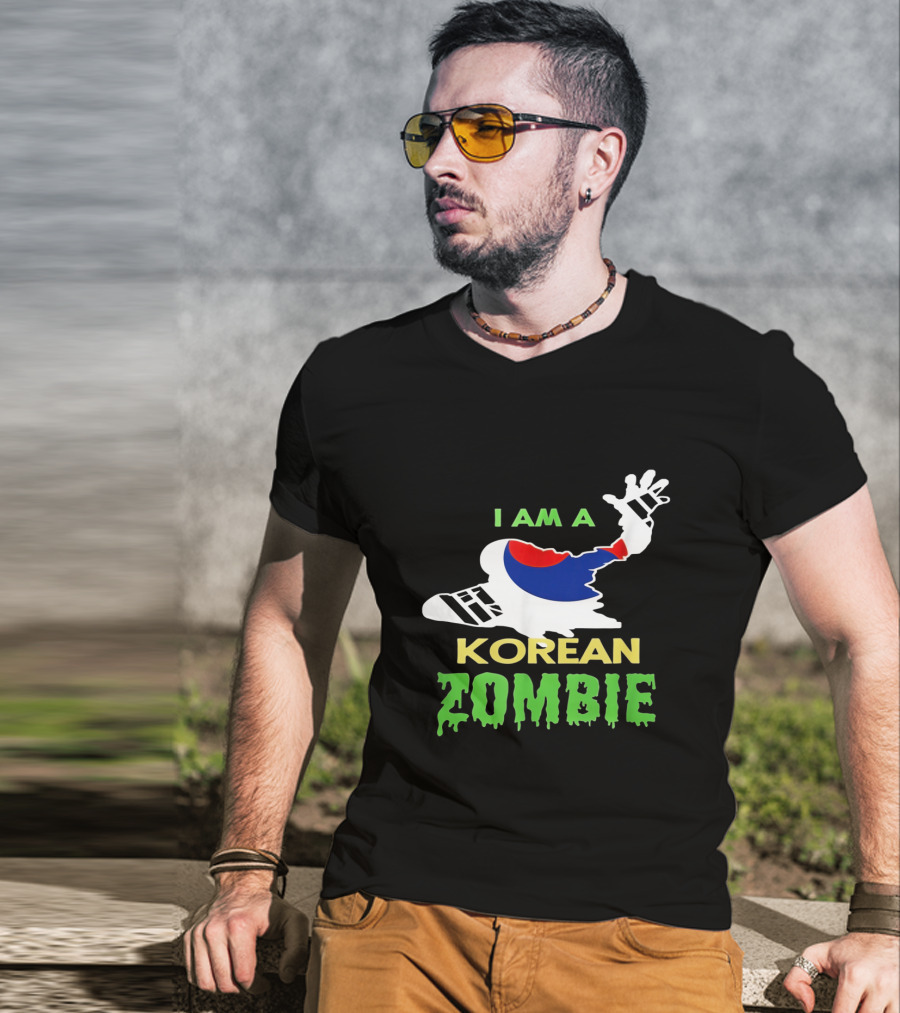 I Am A Korean Zombie Halloween Korean Flag Casual T-Shirt