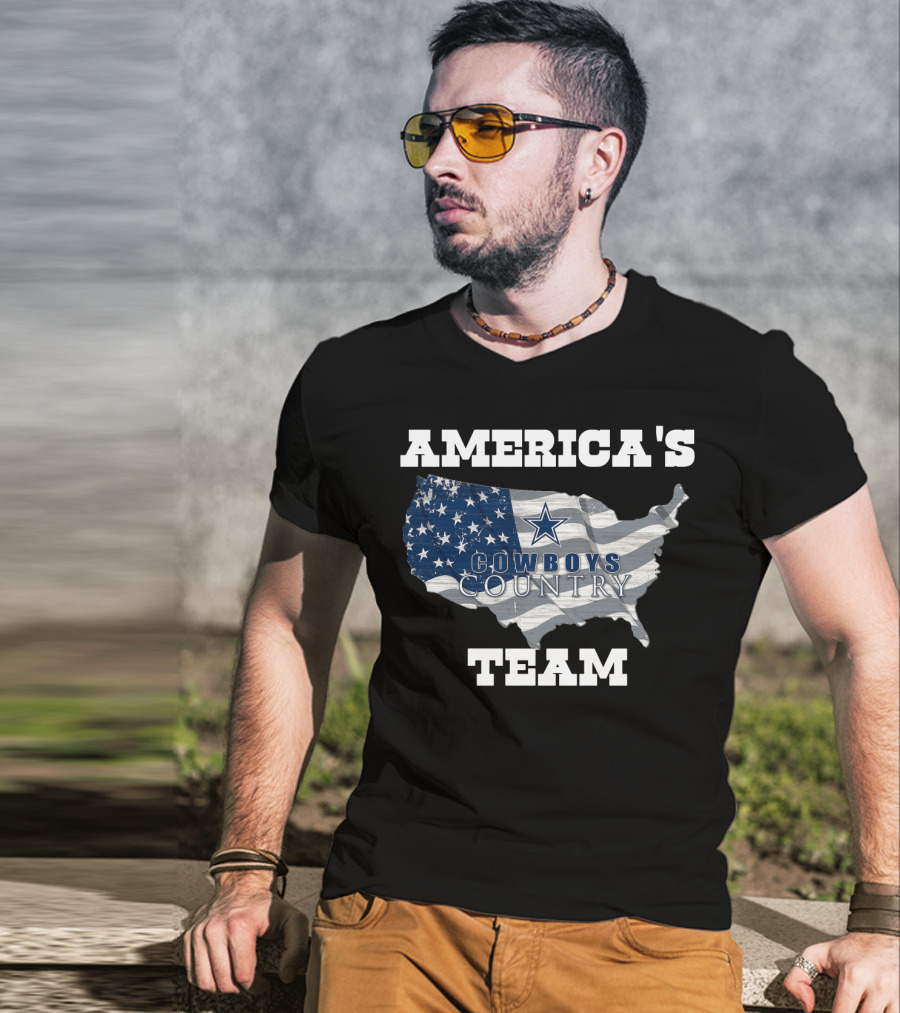America's Cowboys Country Team USA Flag Map Star T-Shirt