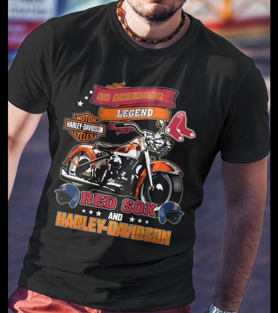 An American Legend Boston Red Sox Harley Davidson Motor Cycles T-Shirt