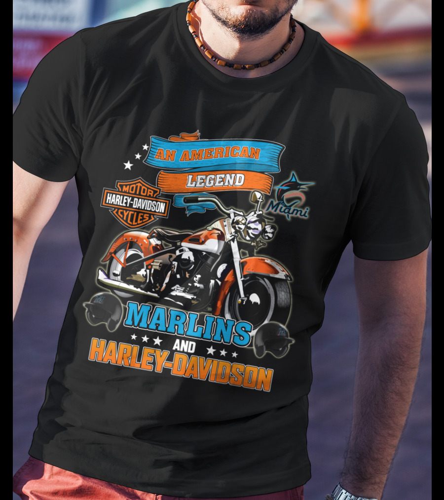 Miami Marlins Harley Davidson An American Legend T-Shirt