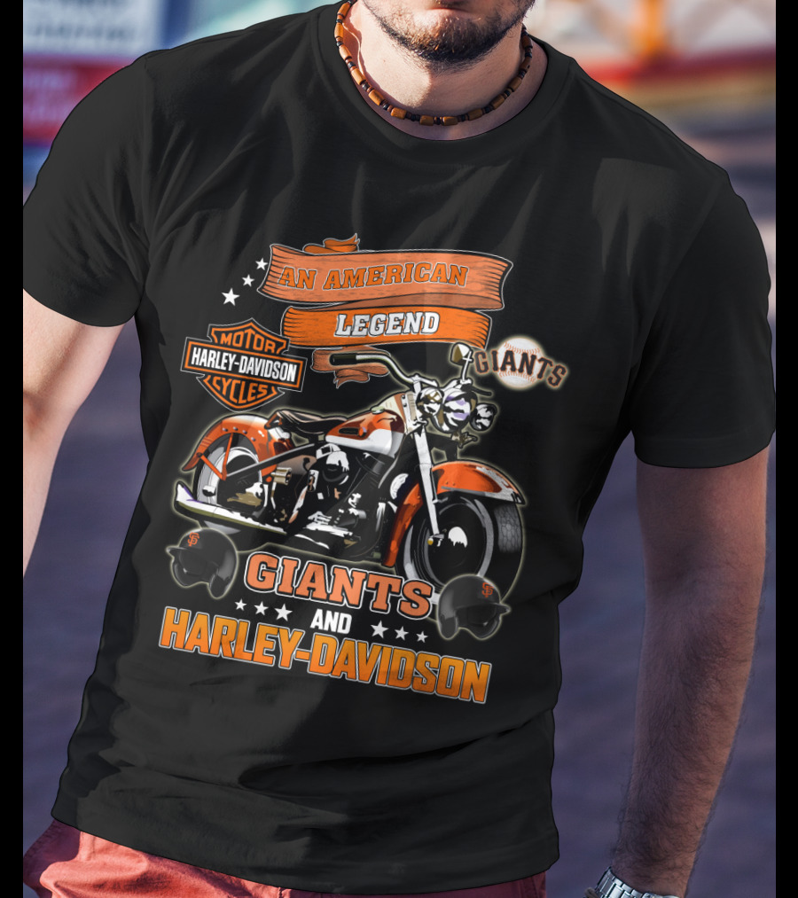 An American Legend Giants And Harley Davidson T-Shirt