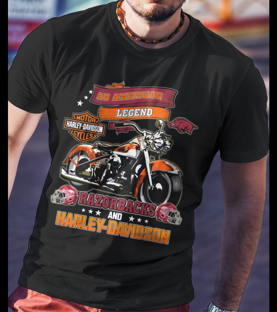 An American Legend Razorbacks And Harley Davidson Motor Cycles T-Shirt