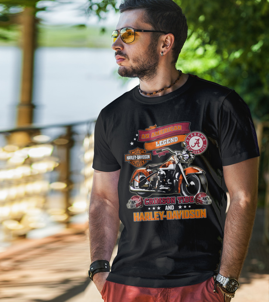 An American Legend Alabama Crimson Tide Harley Davidson Motorcycles T-Shirt