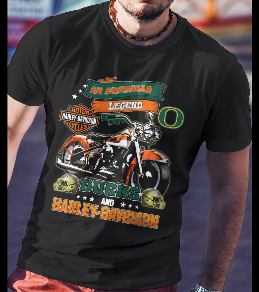 Oregon Ducks An American Legend Harley Davidson Motorcycle Cycles T-Shirt