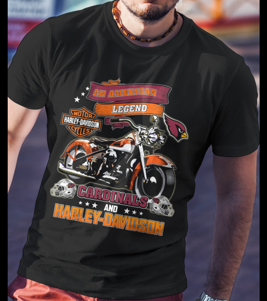 An American Legend Cardinals And Harley Davidson Motor Cycles T-Shirt