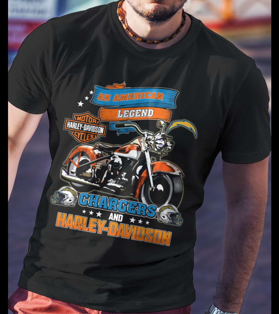 Los Angeles Chargers Harley Davidson An American Legend Nfl Football Helmets Motorcycle T-Shirt