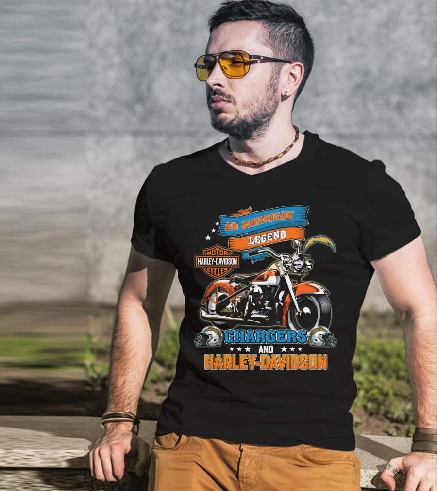 Los Angeles Chargers Harley Davidson An American Legend Nfl Football Helmets Motorcycle T-Shirt