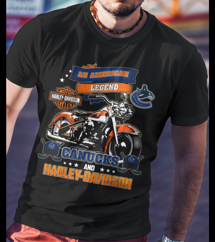 An American Legend Vancouver Canucks And Harley Davidson T-Shirt