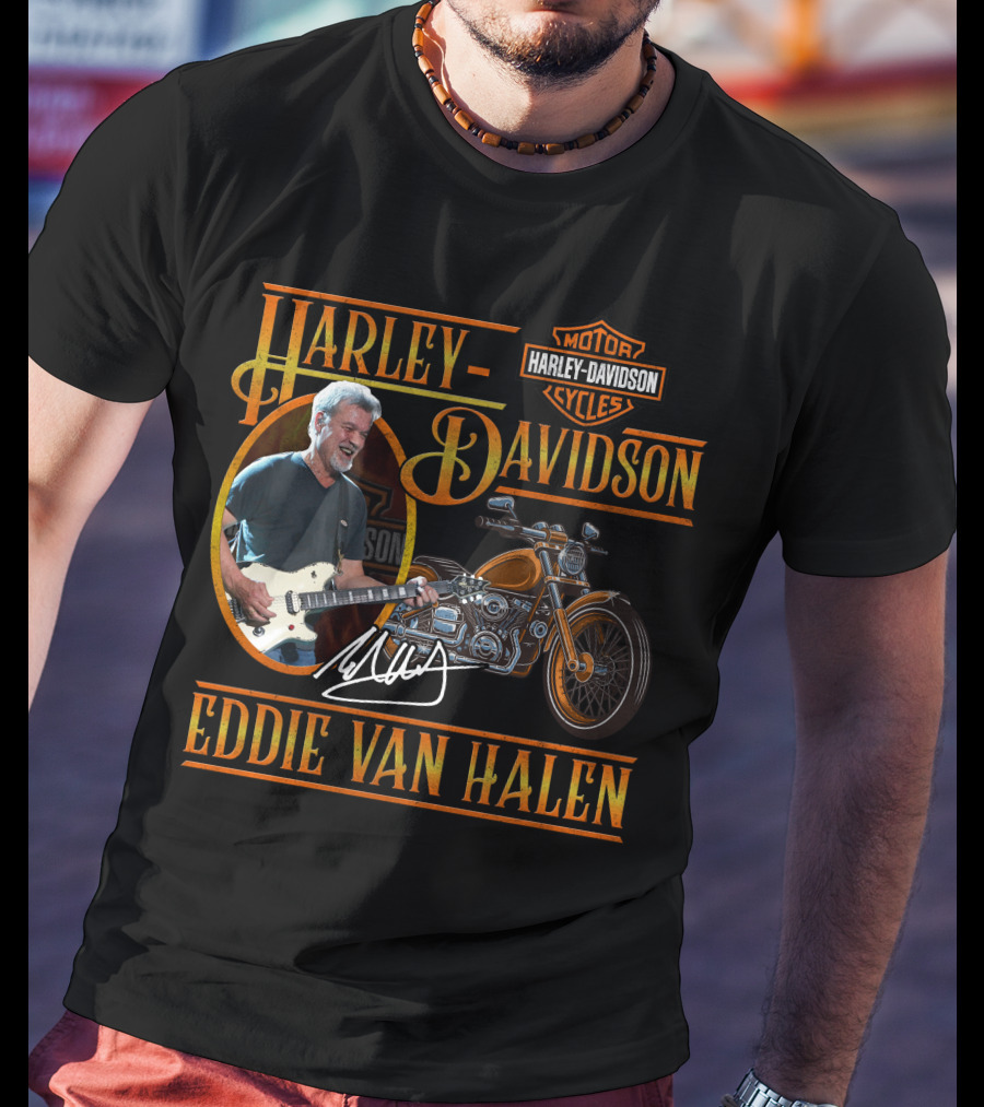 Harley Davidson Eddie Van Halen Motor Cycles Iconic Collaboration T-Shirt