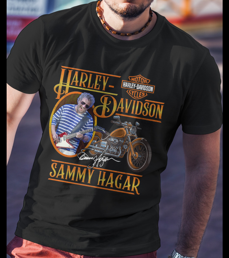Harley Davidson Sammy Hagar Motor Cycles Signature Guitar Motorcycle T-Shirt