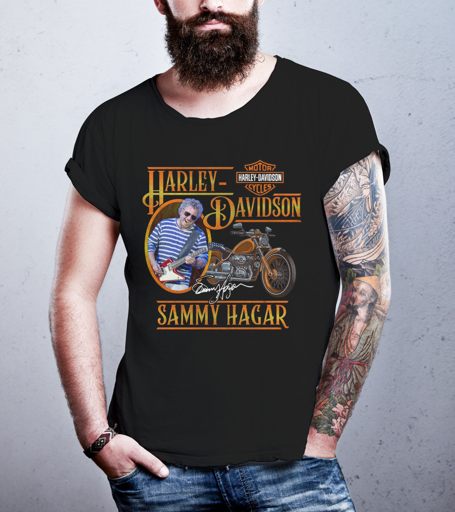 Harley Davidson Sammy Hagar Motor Cycles Signature Guitar Motorcycle T-Shirt