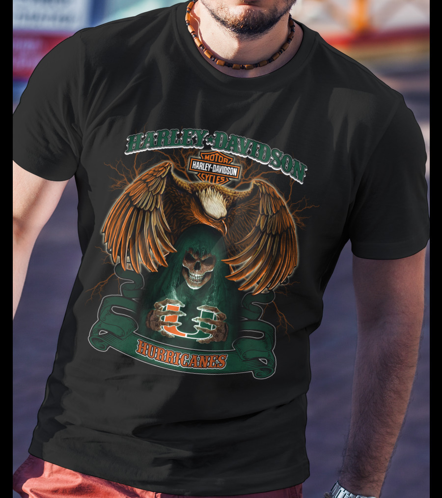 Harley Davidson Hurricanes Ncaa Miami T-Shirt