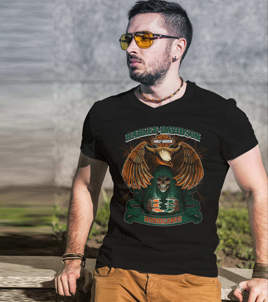 Harley Davidson Hurricanes Ncaa Miami T-Shirt