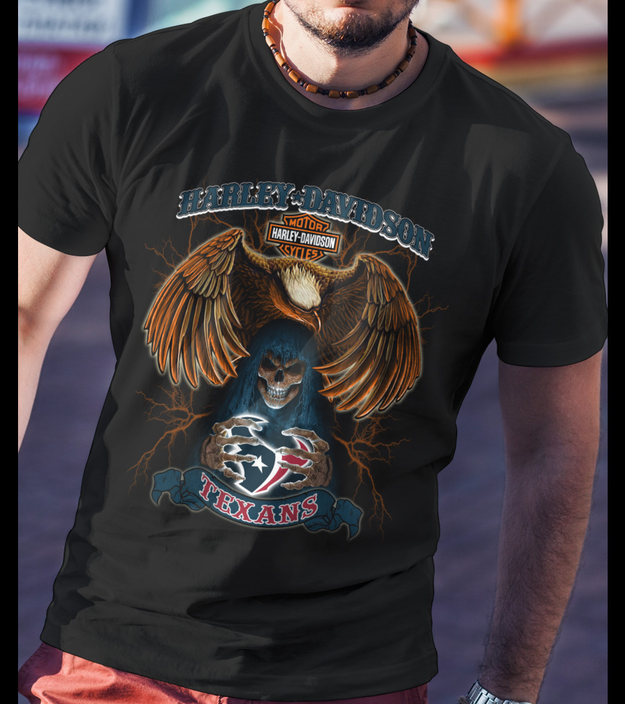 Harley Davidson Texans Nfl Hl01 Skeleton Eagle T-Shirt