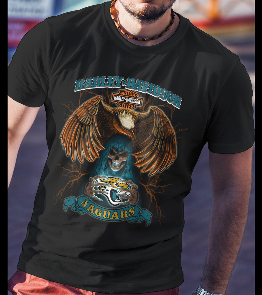 Harley Davidson Motor Cycles Eagles Jaguars T-Shirt