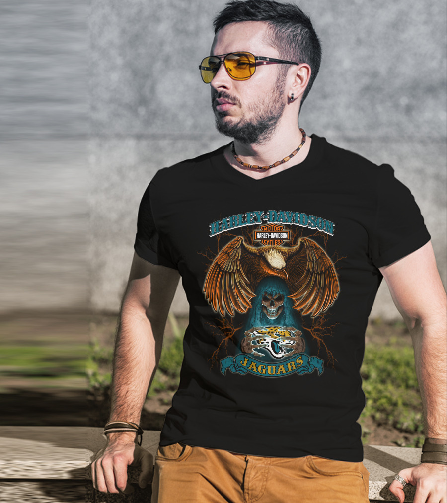 Harley Davidson Motor Cycles Eagles Jaguars T-Shirt