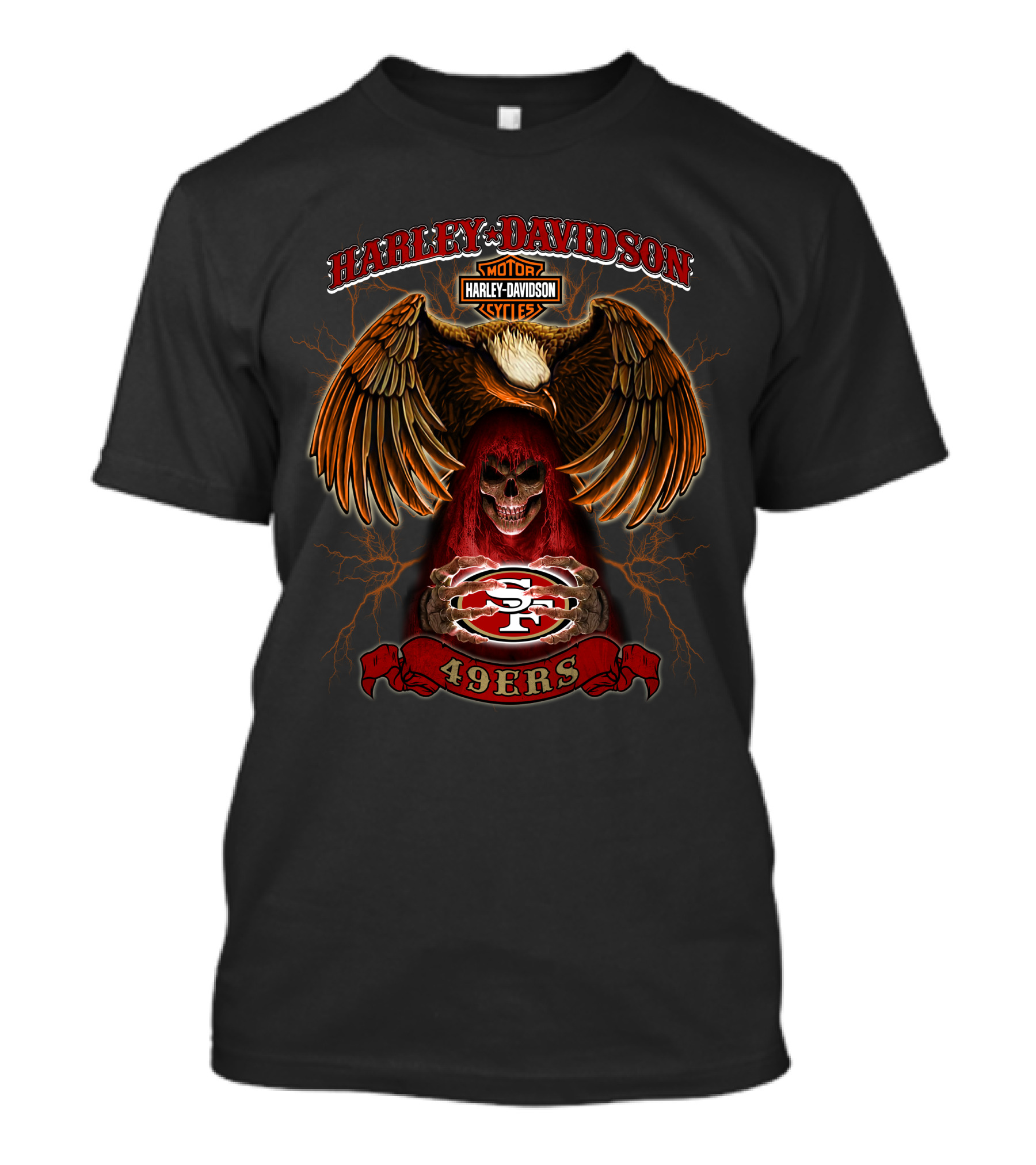 Harley Davidson Eagle Skull San Francisco 49ers Nfl Styles T-Shirt