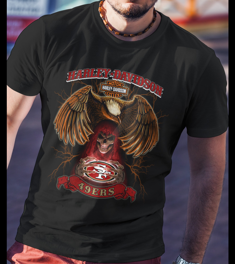 Harley Davidson Eagle Skull San Francisco 49ers Nfl Styles T-Shirt