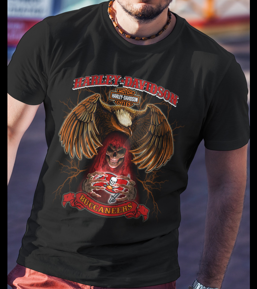 Harley Davidson Buccaneers Motorcycles Tampa Bay Nfl T-Shirt