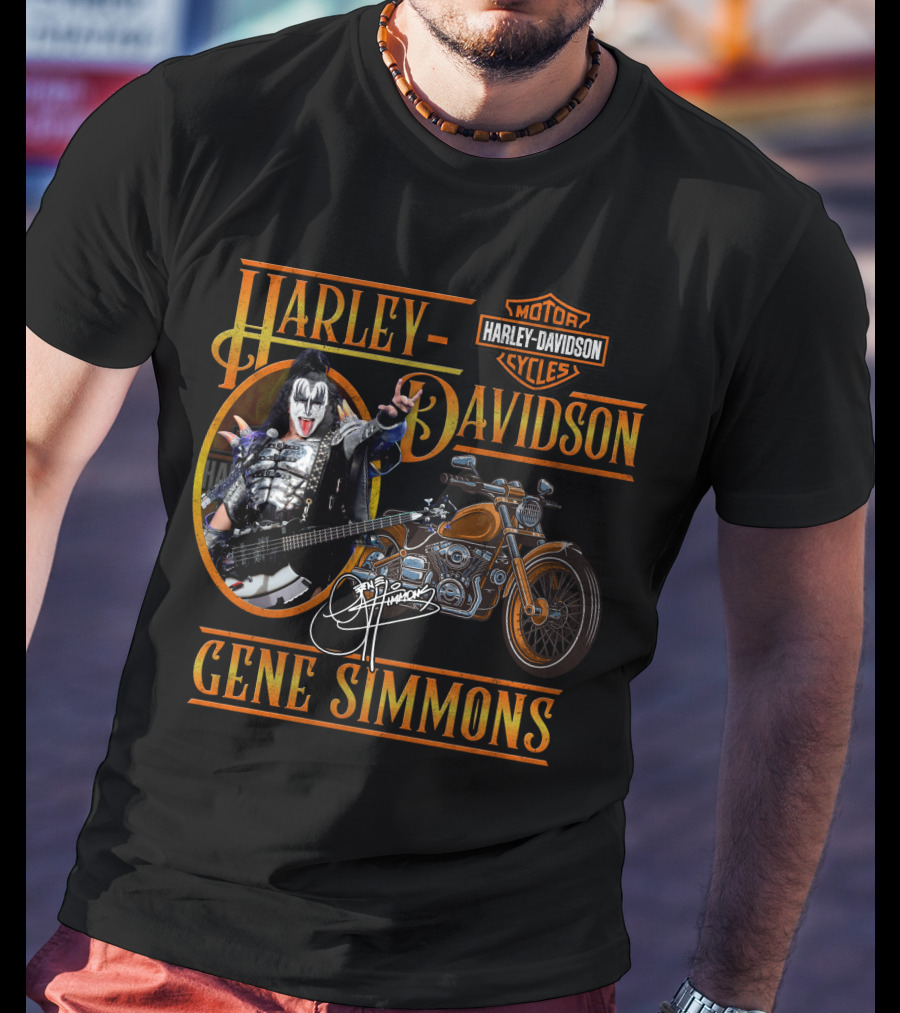 Harley Davidson Motor Cycles Gene Simmons Signature T-Shirt