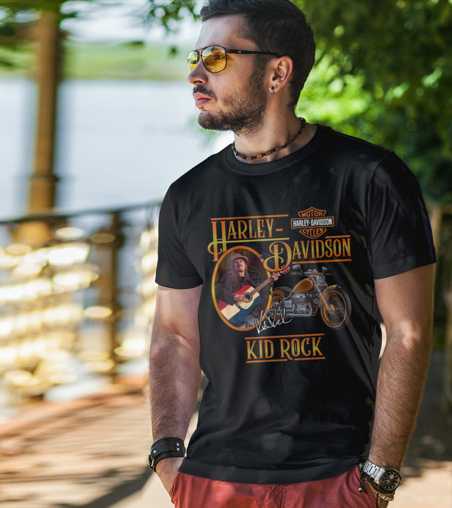 Harley Davidson Kid Rock Motorcycle Guitar T-Shirt