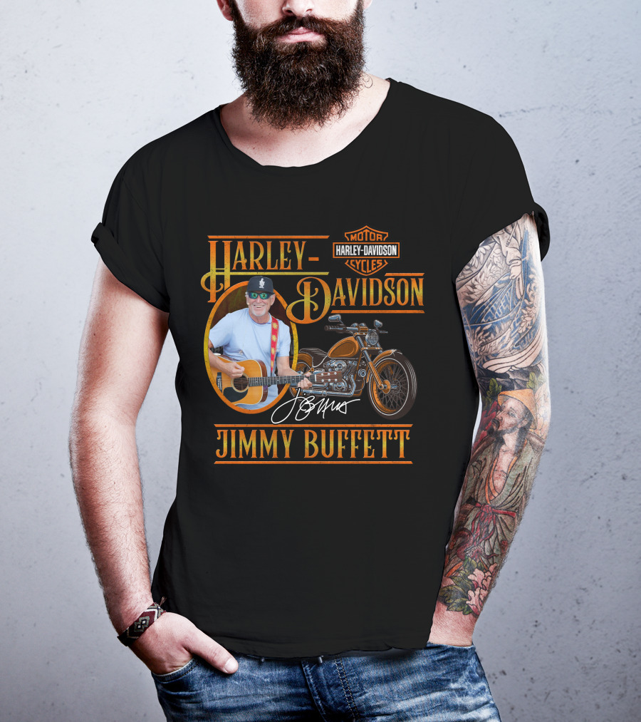 Harley Davidson Jimmy Buffett Motorcycle With Guitar And Signature T-Shirt