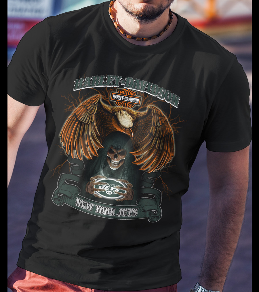 Harley Davidson Motorcycles New York Jets Nfl T-Shirt