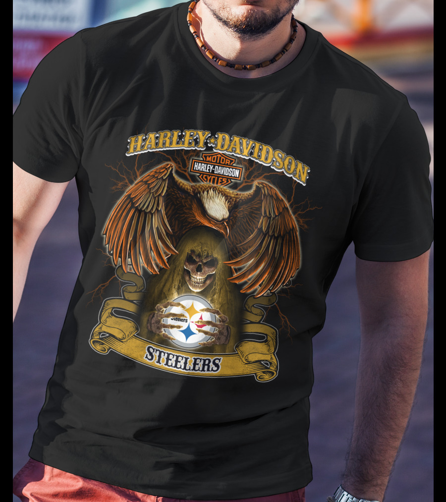 Harley Davidson Motorcycles Pittsburgh Steelers Nfl T-Shirt