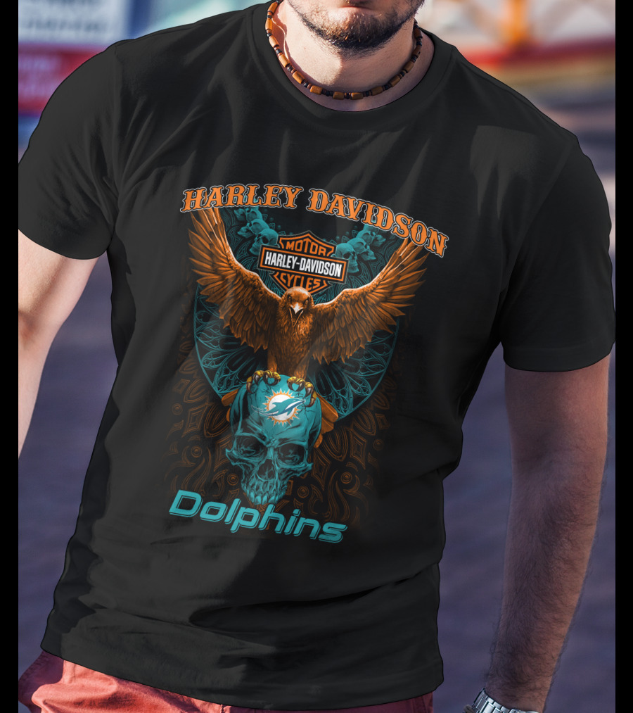Harley Davidson Motor Cycles Miami Dolphins T-Shirt