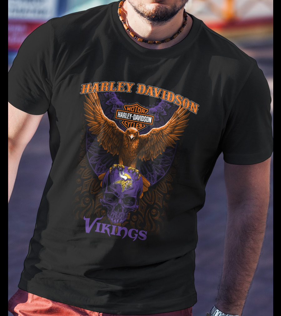 Harley Davidson Motorcycles Vikings Nfl T-Shirt