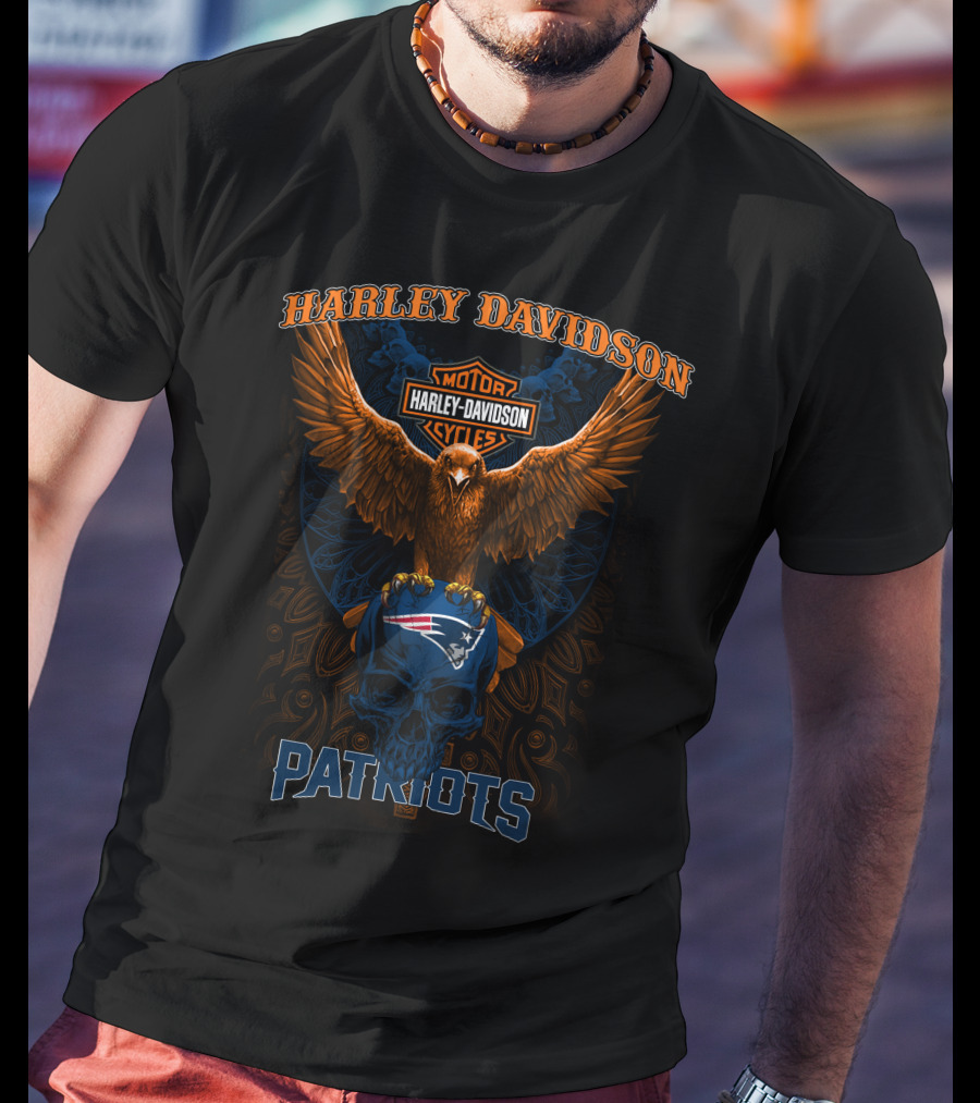 Harley Davidson Motor Cycles New England Patriots T-Shirt