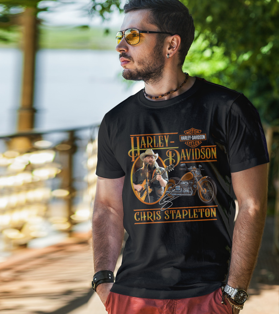 Harley Davidson Motor Cycles Chris Stapleton Guitar Motorcycle T-Shirt