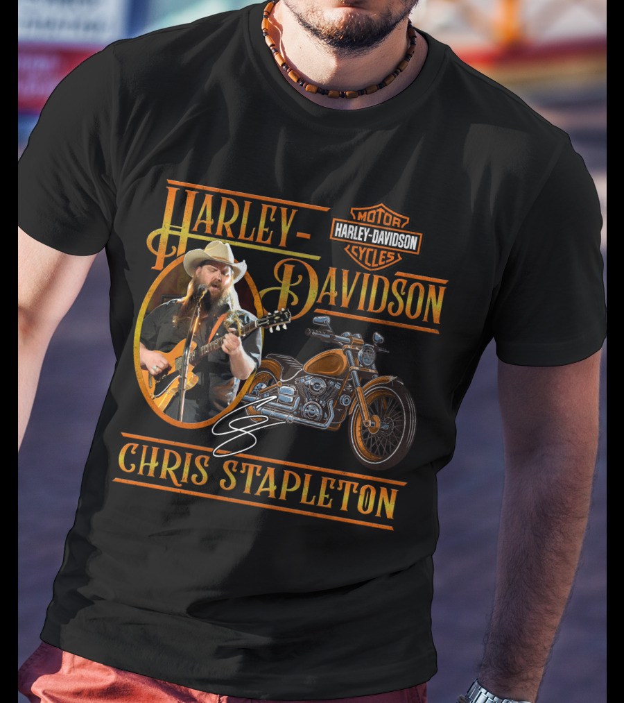 Harley Davidson Motor Cycles Chris Stapleton Guitar Motorcycle T-Shirt