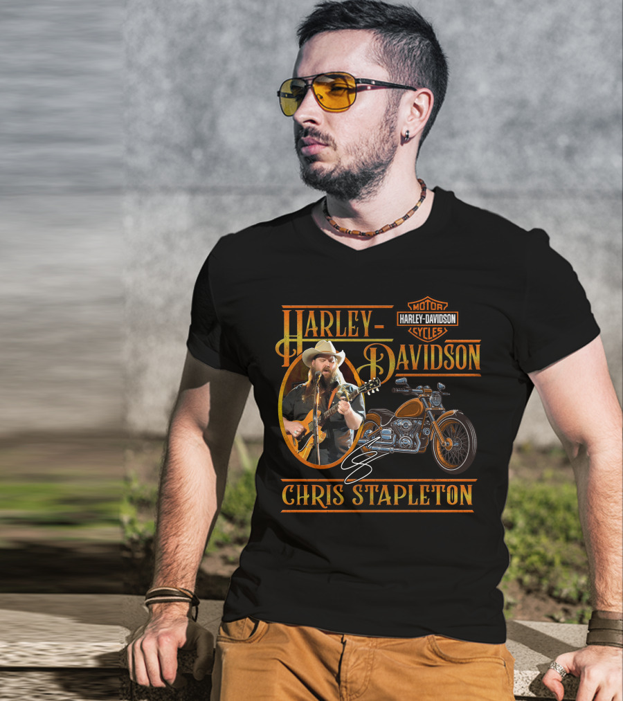 Harley Davidson Motor Cycles Chris Stapleton Guitar Motorcycle T-Shirt