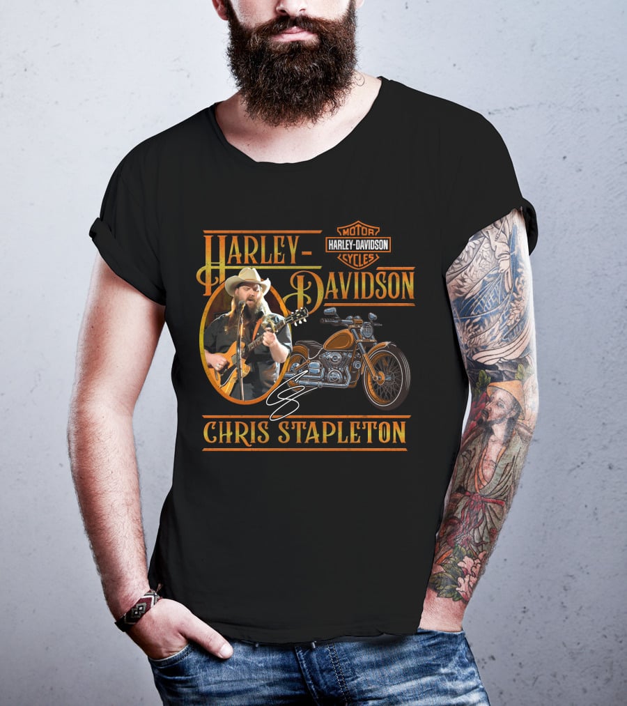 Harley Davidson Motor Cycles Chris Stapleton Guitar Motorcycle T-Shirt