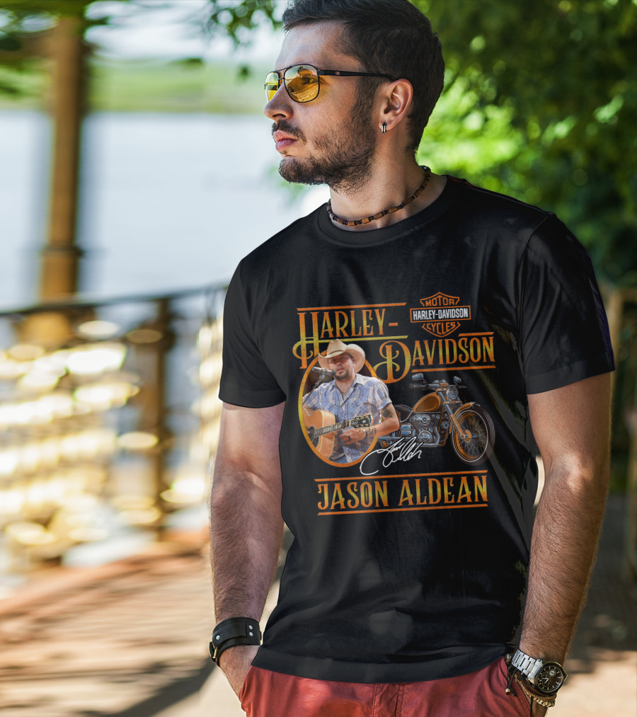 Jason Aldean Harley Davidson Motorcycles Signature T-Shirt