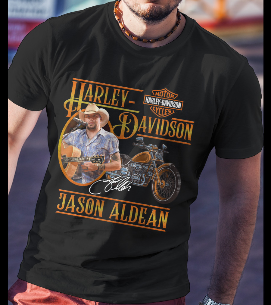 Jason Aldean Harley Davidson Motorcycles Signature T-Shirt