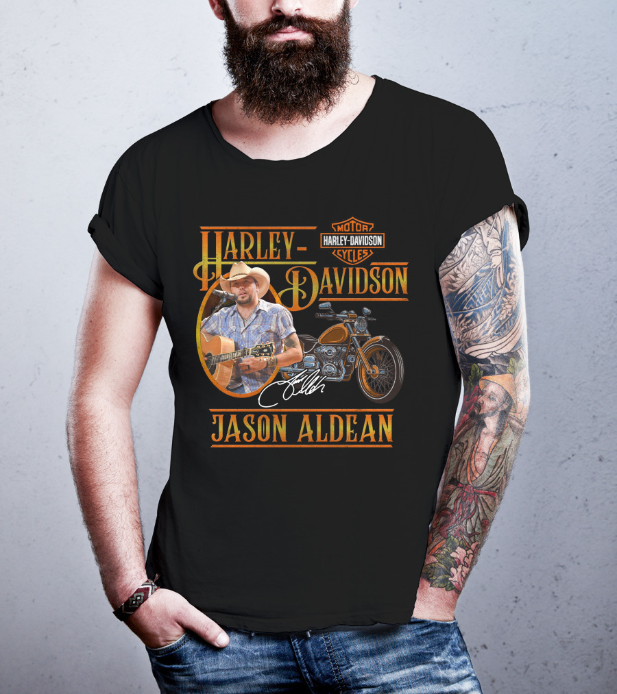 Jason Aldean Harley Davidson Motorcycles Signature T-Shirt