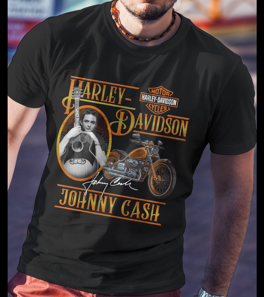 Johnny Cash Harley Davidson Motor Cycles T-Shirt