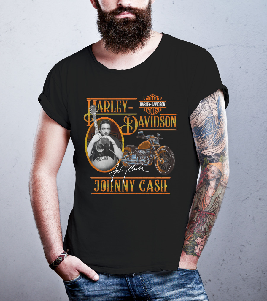 Johnny Cash Harley Davidson Motor Cycles T-Shirt