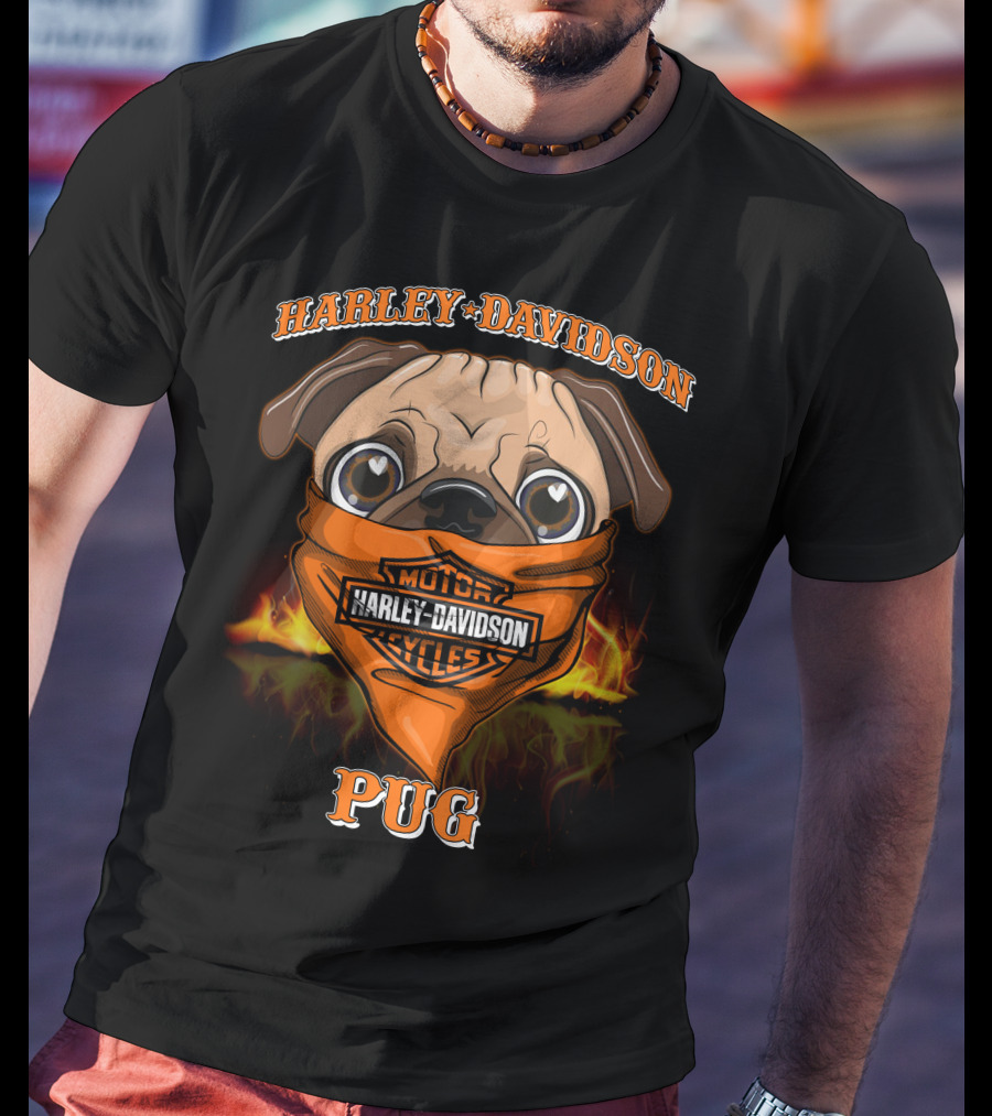 Harley Davidson Motor Cycles Pug T-Shirt