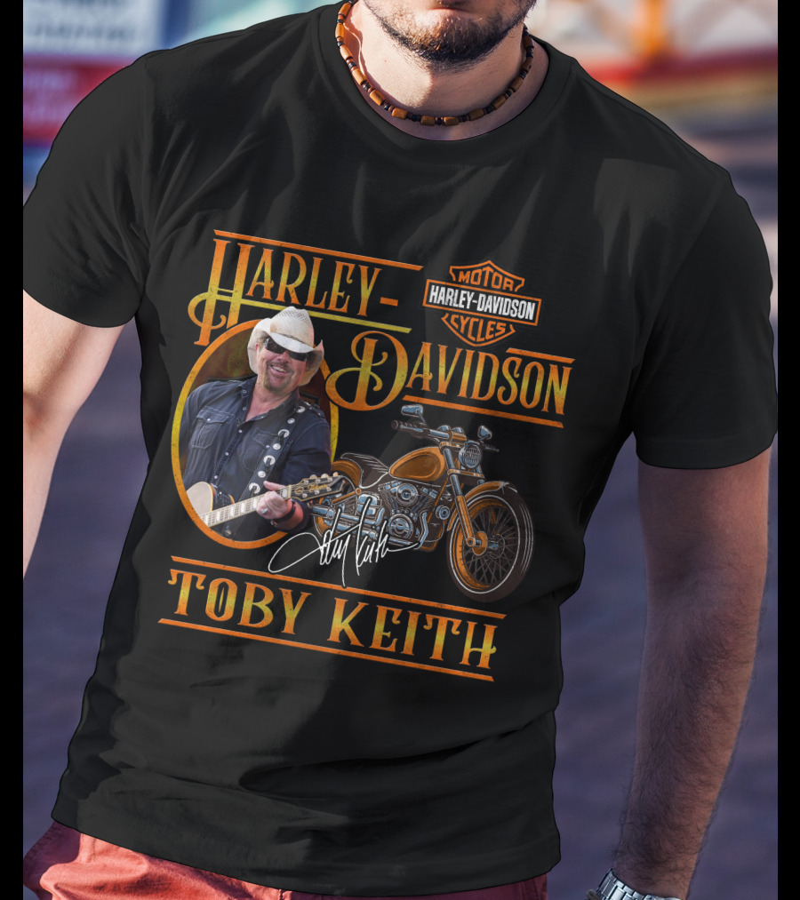 Harley Davidson Motor Cycles Toby Keith Signature Guitar And Motorcycle T-Shirt