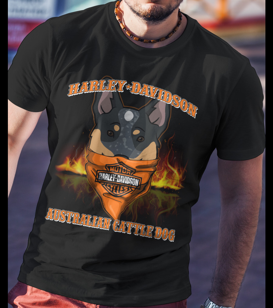 Harley Davidson Motorcycles Australian Cattle Dog T-Shirt