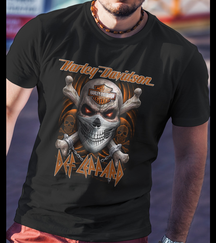 Harley Davidson Def Leppard Skull Motor Cycles T-Shirt