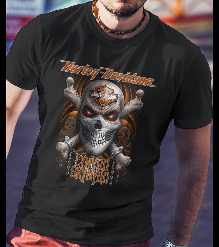 Harley Davidson Motor Cycles Lynyrd Skynyrd Skull T-Shirt