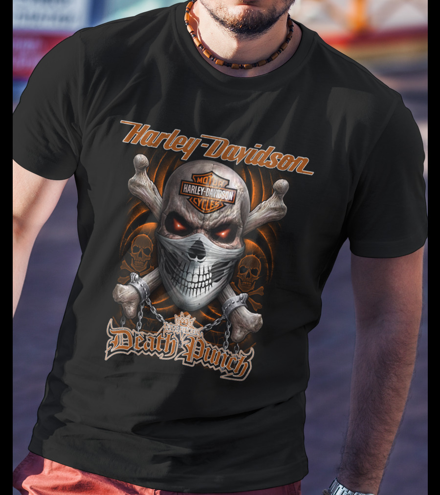 Harley Davidson Five Finger Death Punch Skull With Motor Cycles T-Shirt