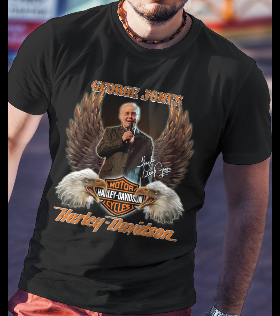 George Jones Harley Davidson Motor Cycles Eagles T-Shirt