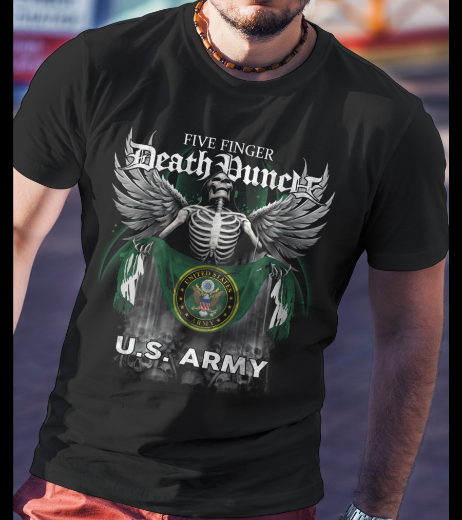 Five Finger Death Punch United States Army U.S. Army Skeleton And Wings Seal T-Shirt